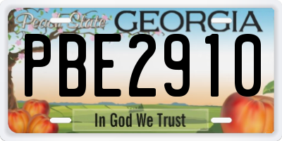 GA license plate PBE2910