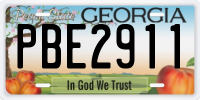 GA license plate PBE2911