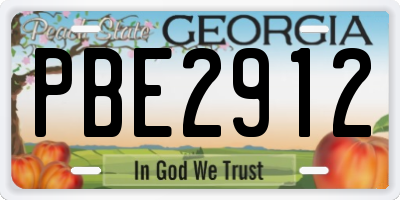 GA license plate PBE2912