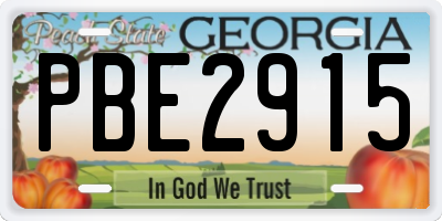 GA license plate PBE2915