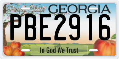 GA license plate PBE2916