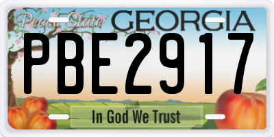 GA license plate PBE2917