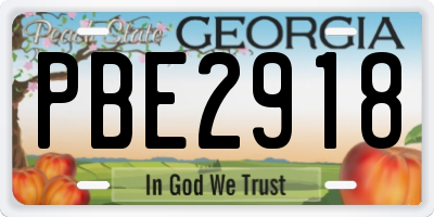 GA license plate PBE2918