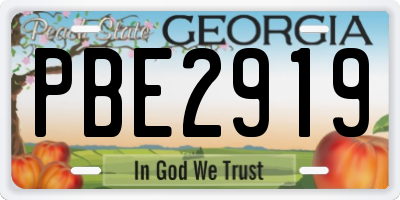 GA license plate PBE2919