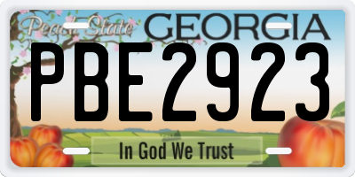GA license plate PBE2923