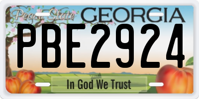 GA license plate PBE2924
