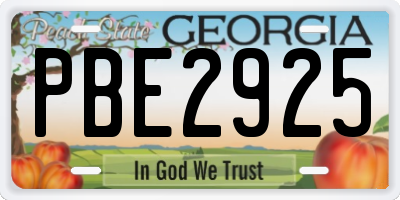 GA license plate PBE2925
