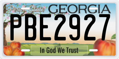 GA license plate PBE2927