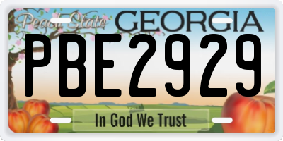 GA license plate PBE2929