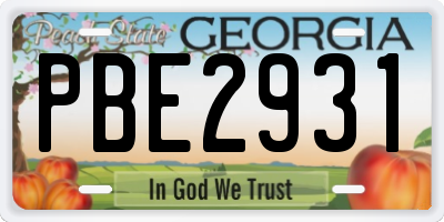 GA license plate PBE2931