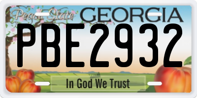GA license plate PBE2932