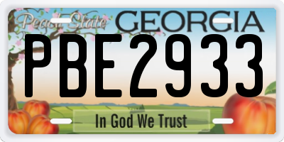 GA license plate PBE2933