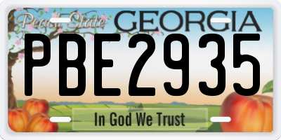 GA license plate PBE2935