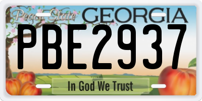 GA license plate PBE2937