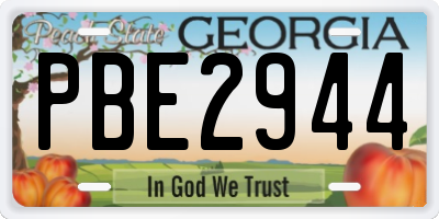 GA license plate PBE2944