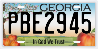 GA license plate PBE2945