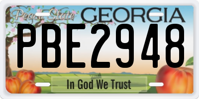 GA license plate PBE2948