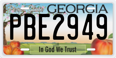 GA license plate PBE2949