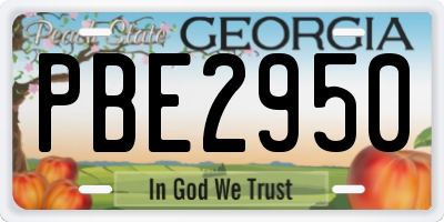 GA license plate PBE2950