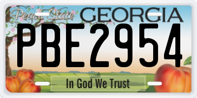 GA license plate PBE2954