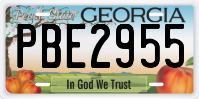 GA license plate PBE2955