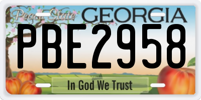 GA license plate PBE2958
