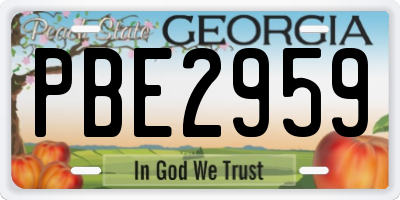 GA license plate PBE2959