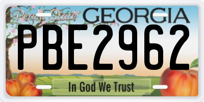 GA license plate PBE2962