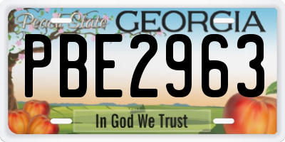 GA license plate PBE2963