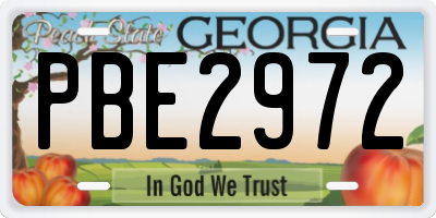 GA license plate PBE2972