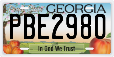 GA license plate PBE2980