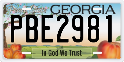 GA license plate PBE2981