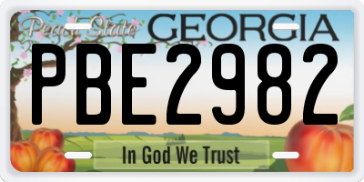 GA license plate PBE2982