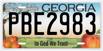 GA license plate PBE2983