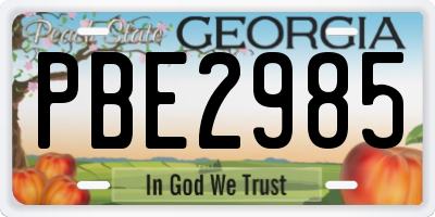 GA license plate PBE2985