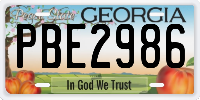 GA license plate PBE2986