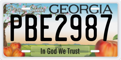 GA license plate PBE2987