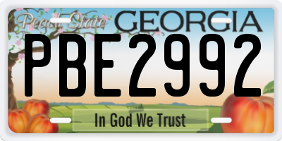 GA license plate PBE2992