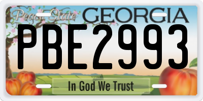 GA license plate PBE2993