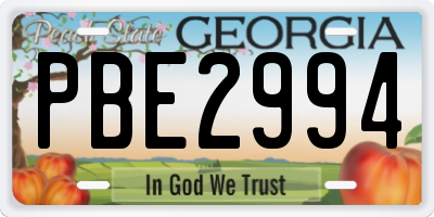 GA license plate PBE2994