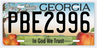 GA license plate PBE2996