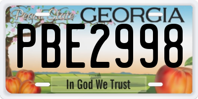GA license plate PBE2998