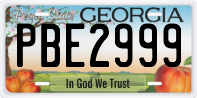 GA license plate PBE2999