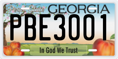 GA license plate PBE3001