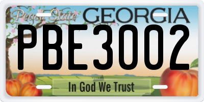GA license plate PBE3002