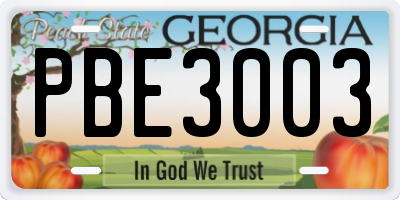 GA license plate PBE3003