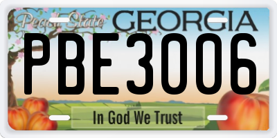 GA license plate PBE3006
