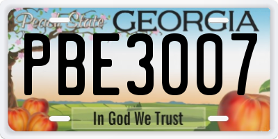 GA license plate PBE3007