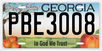 GA license plate PBE3008