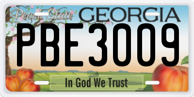 GA license plate PBE3009